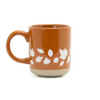 Fall White Leaves 14 oz. Ceramic Morning Coffee Mug 