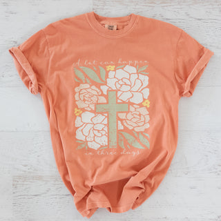 Three Days Cross Floral Faith Graphic Tee - Bennett Avenue Boutique