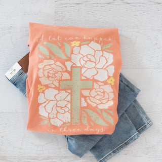 Three Days Cross Floral Faith Graphic Tee - Bennett Avenue Boutique