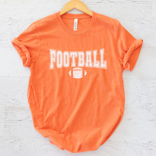 Game Day Tee Team Colors Orange and White Graphic Tee with Football text and graphic