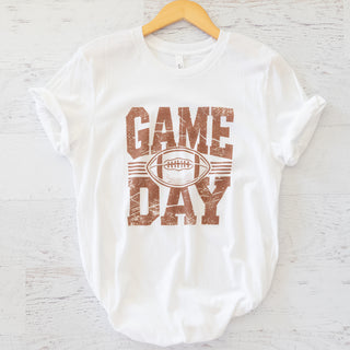 Vintage Game Day Football Brown and White Graphic Tee