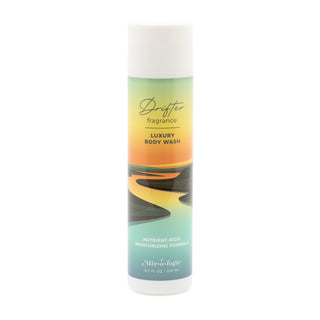 Mixologie Drifter luxury body wash bottle with sunset landscape graphic