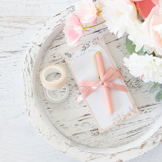 Be Still and Know Pink Peach Blossom Floral Color Notepad & Pen Set