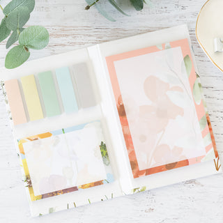 The Word of Our God will Stand Forever Isaiah 40:8 notepad and sticky tabs set with floral designs