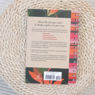 Back cover of Psalms The Bible Study Collective All in One Inductive Study with floral design on woven mat Christian Faith-based Boutique