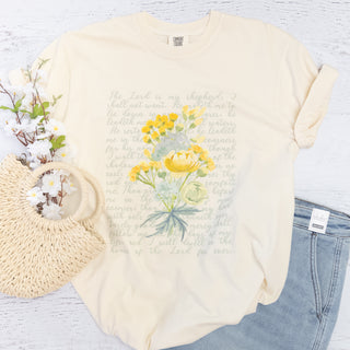 The Lord is my Shepherd Psalm with Flowers in Ivory Graphic
