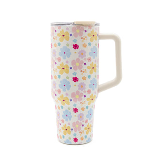 Pretty Pastel Flowers 40 oz Stainless Steel Tumbler with colorful floral pattern