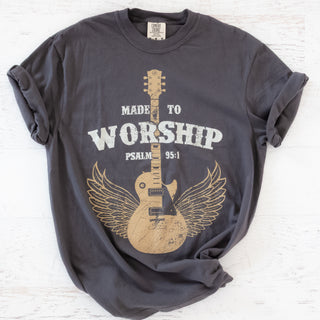 Made to Worship Psalm 95:1 in Black Graphic Tee - Bennett Avenue Boutique