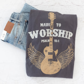 Made to Worship Psalm 95:1 in Black Graphic Tee - Bennett Avenue Boutique