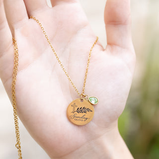 Sunday Olive Cross & Olive Branch Necklace Stainless Steel