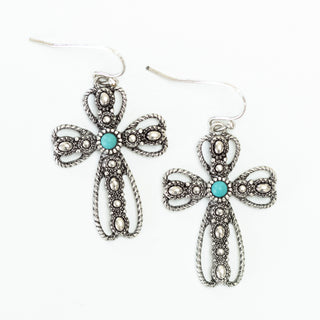 Turquoise Western Cross Necklace & Earring Set - Bennett Avenue Boutique
