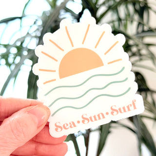 Sea Sun Surf with Sun Peaking over the Sea Sticker