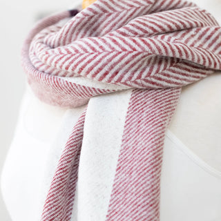Red Plaid Reversible Knit Scarf Long and Classic Colors with Fringe Judson