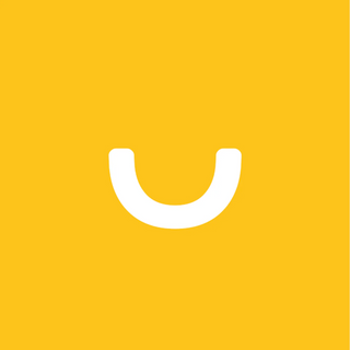 White smile icon on a yellow background
