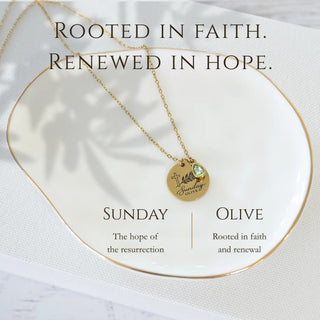 Sunday Olive Cross & Olive Branch Necklace Stainless Steel