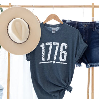 1776 with Heart Vintage Dark Gray Graphic Tee Judson