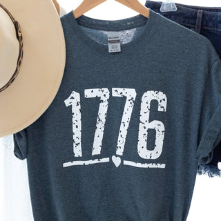 1776 with Heart Vintage Dark Gray Graphic Tee Judson