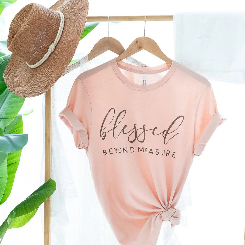 Blessed Beyond Measure Light Pink Short Sleeve Graphic tee Rockledge Designs