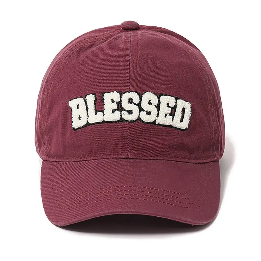 Blessed Maroon Chenille Baseball Cap in Traditional Fit and Style Judson