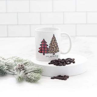 Buffalo Plaid and Cheetah Christmas Tree Coffee Mug Judson