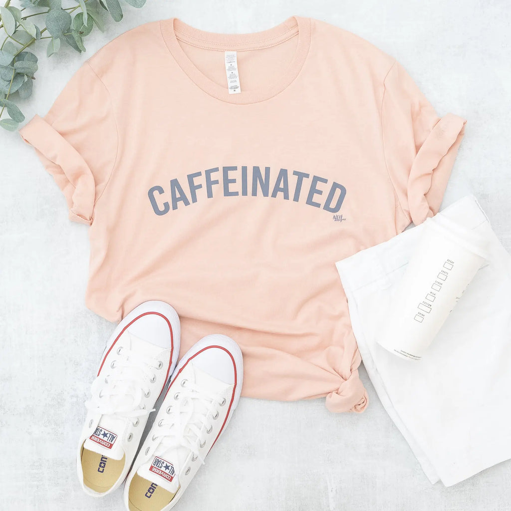 Caffeinated Graphic Tee in Pink with Short Sleeves Never Lose Hope Designs