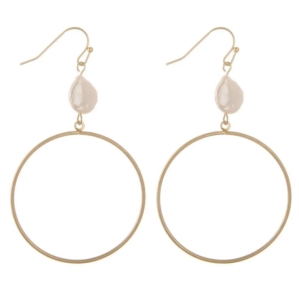 Casual Grace Circle Faux Pearl Gold-tone earrings Judson