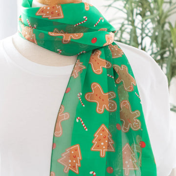 Christmas Gingerbread and Candy Cane in Green Sheer and Opaque Satin Judson