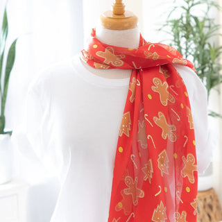 Christmas Gingerbread and Candy Cane in Red Sheer and Opaque Satin Judson