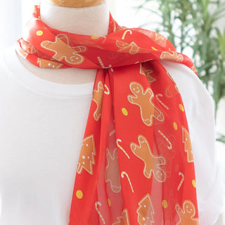 Christmas Gingerbread and Candy Cane in Red Sheer and Opaque Satin Judson