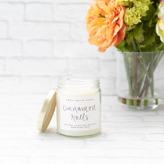 Cinnamon Rolls Scented Soy Candle in Glass Jar and Gold Metal Lid Sweet Water Decor