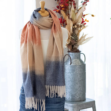 Colorful Ombre Striped Knit Tassel Scarf Judson