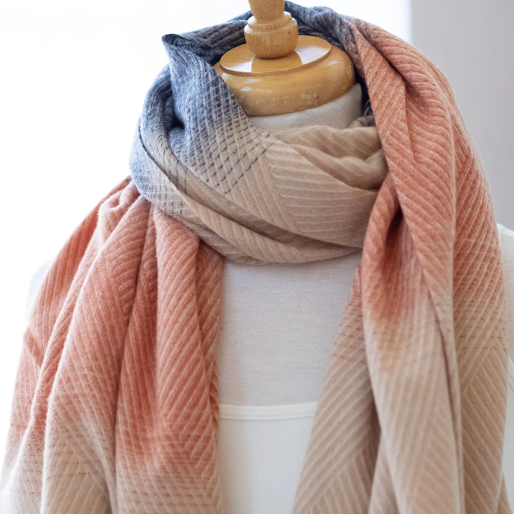 Colorful Ombre Striped Knit Tassel Scarf Judson