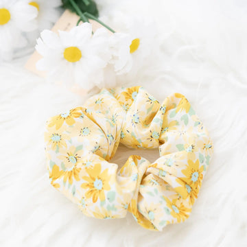 Daisy Mixed Print Hair Scrunchy in Light Yellow and Various Colors Judson