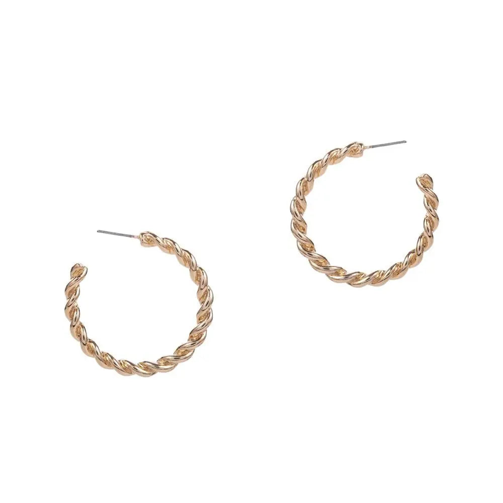Dynamic Gold-tone Spiral Twisted Hoops Judson