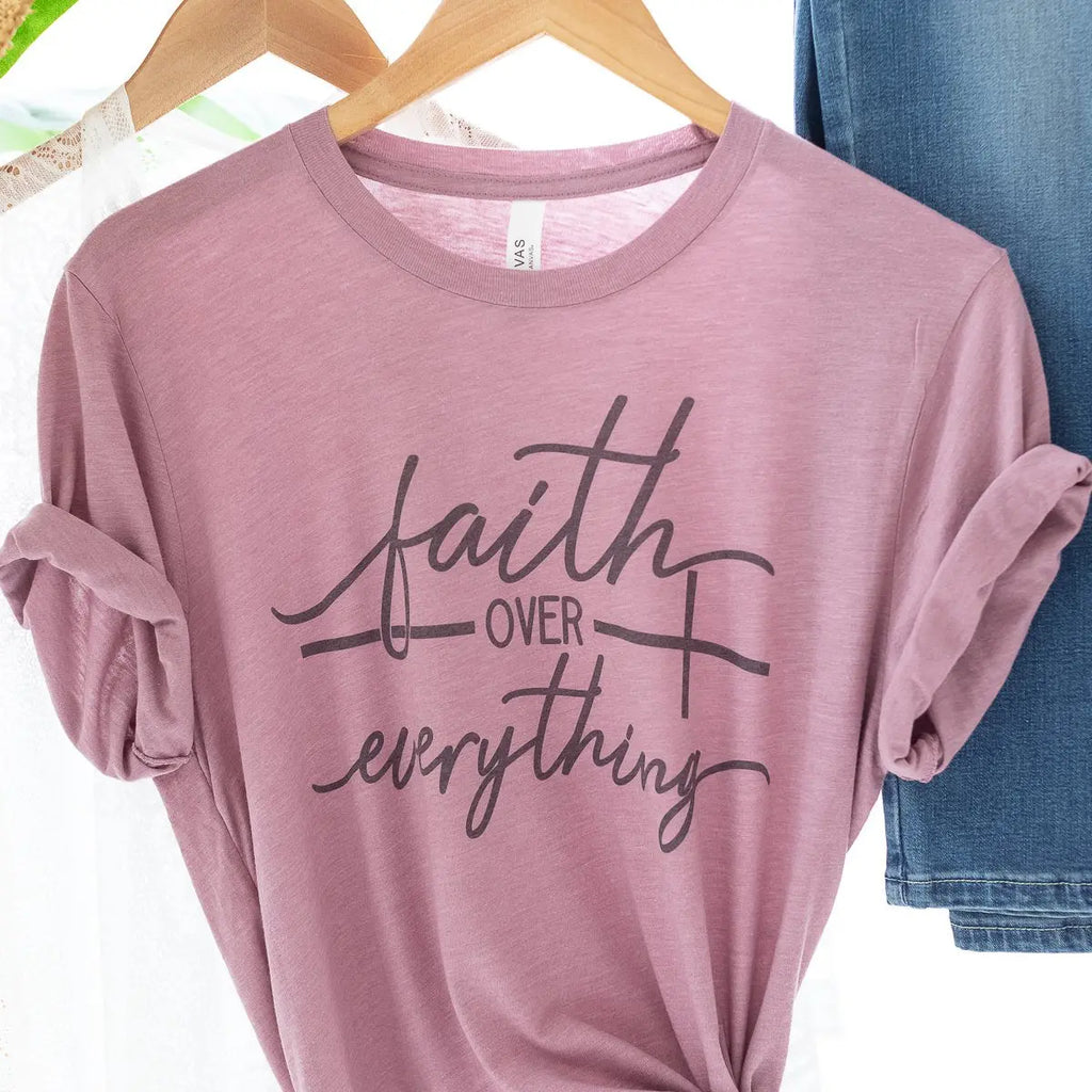 Faith Over Everything Orchid Short Sleeve Graphic tee Rockledge Designs