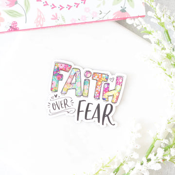 Faith Over Fear Fun Whimsical Font in Pastel Colors Magnet Savannah and James Co.