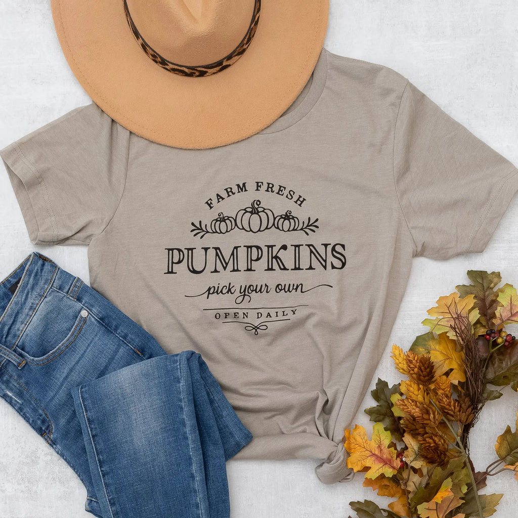 Farm Fresh Pumpkin Graphic Tee Pick Your Own Open Daily Judson