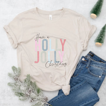 Have a Holly Jolly Christmas Graphic Tee with Short Sleeves The White Invite Gifts