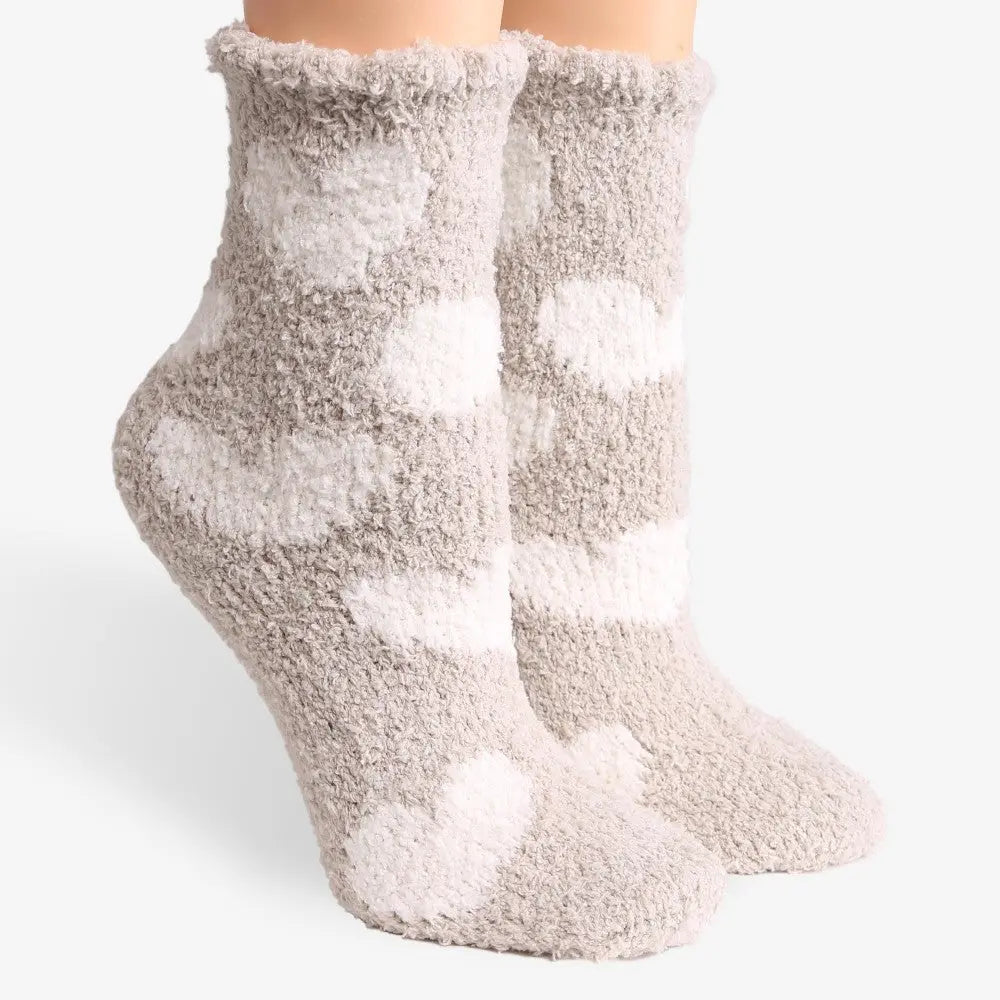 Hearts Super Snuggly Plush Knit Socks - Mid Rise Judson