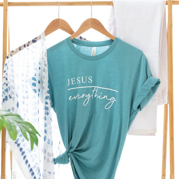 Jesus over Everything Blue Lagoon Short Sleeve tee Judson
