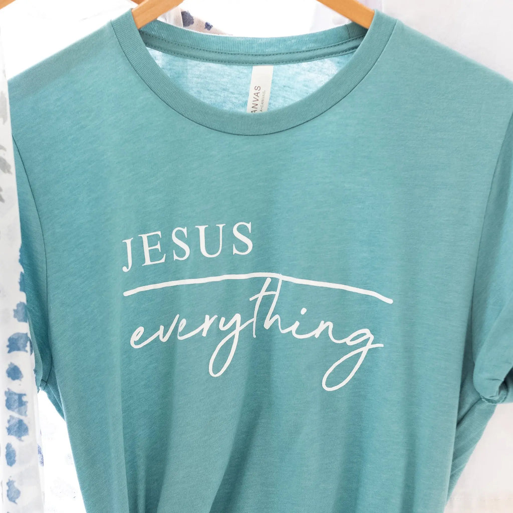 Jesus over Everything Blue Lagoon Short Sleeve tee Judson