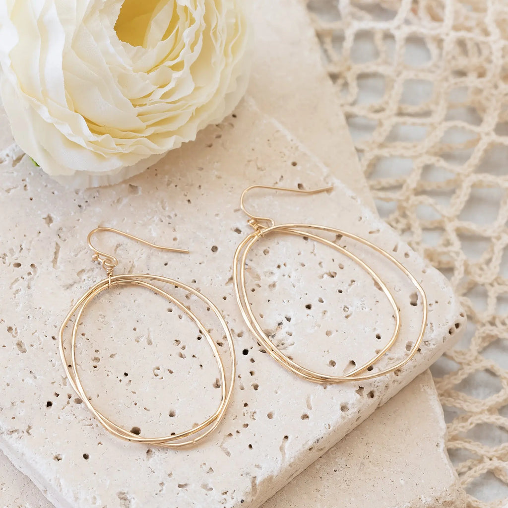 Kissed Double Gold-tone Earrings in a Irregular Hoop Judson