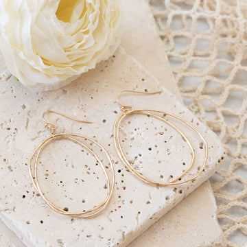 Kissed Double Gold-tone Earrings in a Irregular Hoop Judson