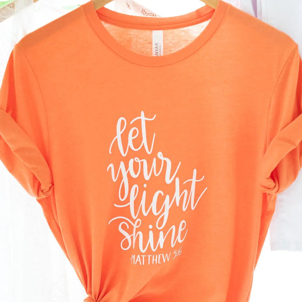 Let Your Light Shine Pop Orange Short Sleeve Graphic tee Joyful Moose