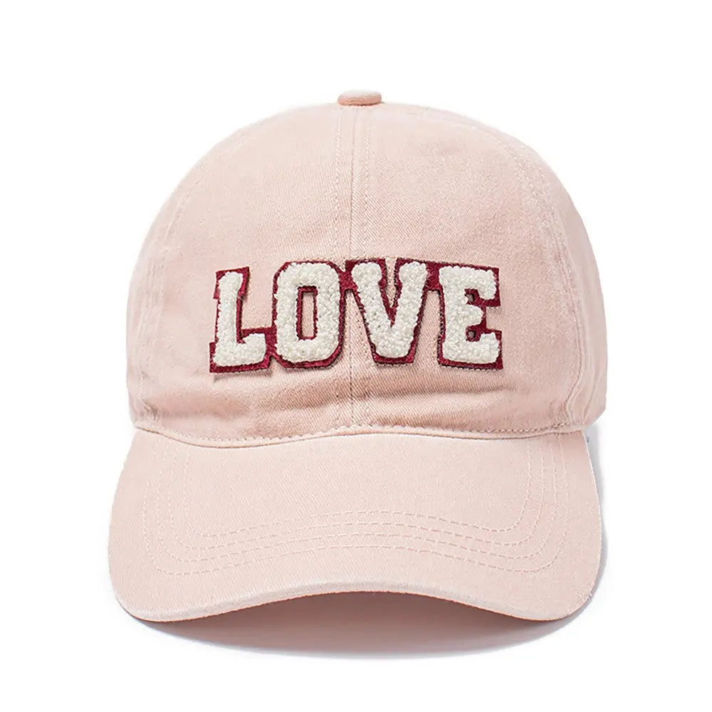 Love Pink Chenille Baseball Cap in Traditional Fit and Style Judson