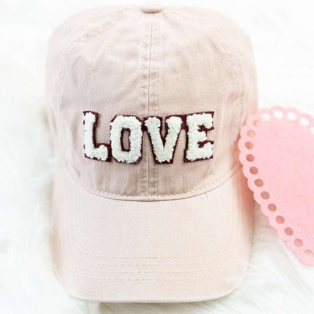 Love Pink Chenille Baseball Cap in Traditional Fit and Style Judson