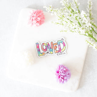 Loved John 3:16 Whimsical Font and in Pastel Colors Magnet Savannah and James Co.