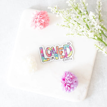 Loved John 3:16 Whimsical Font and in Pastel Colors Magnet Savannah and James Co.