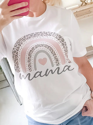 Mama Graphic Tee Cheetah, Rainbow with Heart Rockledge Designs