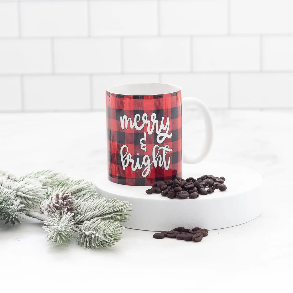 Merry & Bright Buffalo Plaid Christmas Coffee Mug Judson